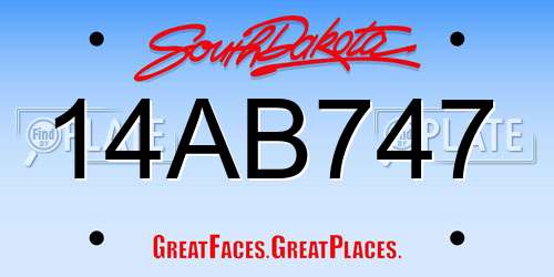 14AB747 South Dakota License Plate
