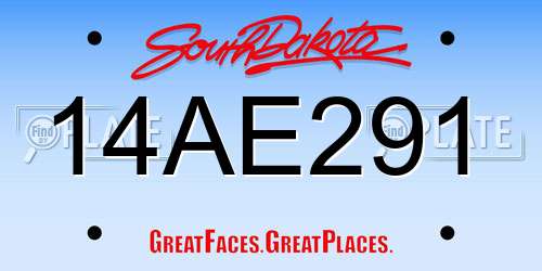 14AE291 South Dakota License Plate