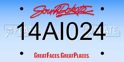 14AI024 South Dakota License Plate