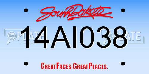 14AI038 South Dakota License Plate