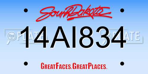 14AI834 South Dakota License Plate