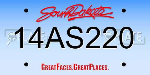 14AS220 South Dakota License Plate