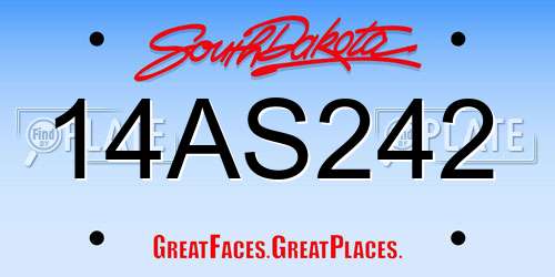 14AS242 South Dakota License Plate