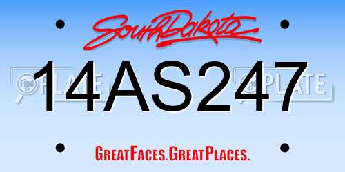 14AS247 South Dakota License Plate