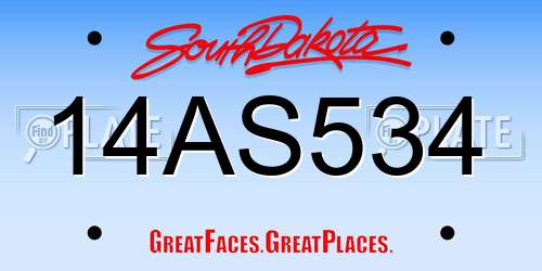 14AS534 South Dakota License Plate