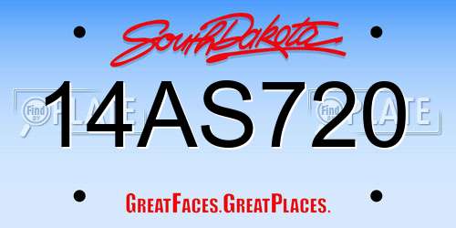 14AS720 South Dakota License Plate