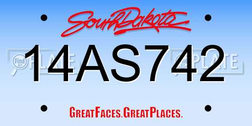 14AS742 South Dakota License Plate