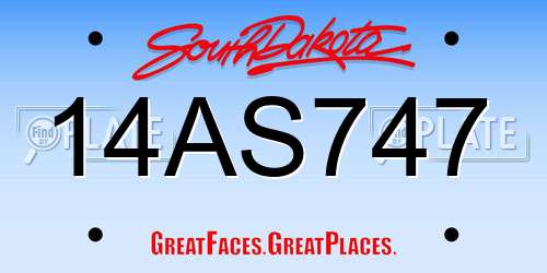 14AS747 South Dakota License Plate