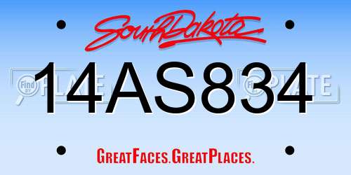 14AS834 South Dakota License Plate
