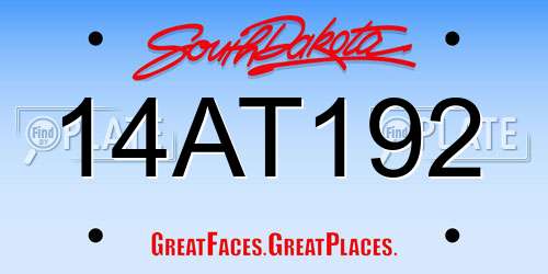 14AT192 South Dakota License Plate