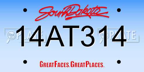 14AT314 South Dakota License Plate