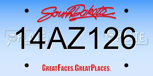 14AZ126 South Dakota License Plate
