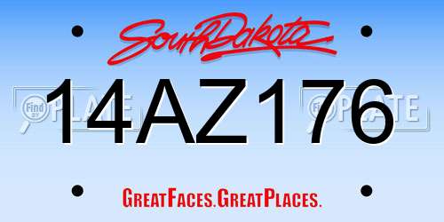14AZ176 South Dakota License Plate