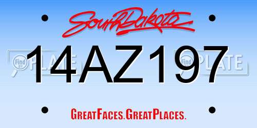 14AZ197 South Dakota License Plate