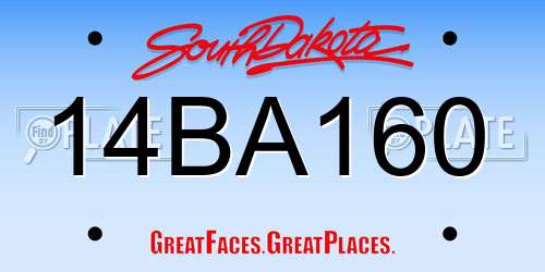 14BA160 South Dakota License Plate
