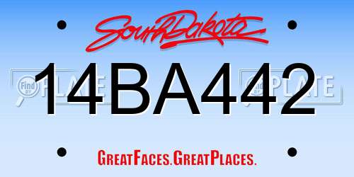 14BA442 South Dakota License Plate