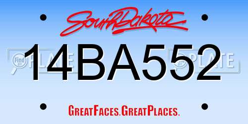 14BA552 South Dakota License Plate