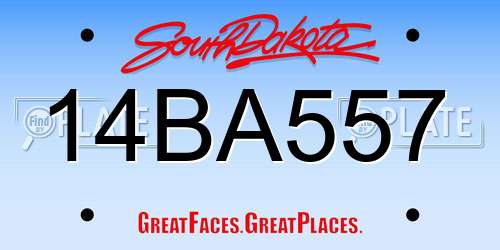 14BA557 South Dakota License Plate
