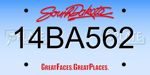 14BA562 South Dakota License Plate