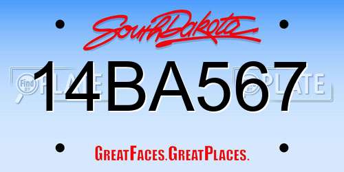 14BA567 South Dakota License Plate