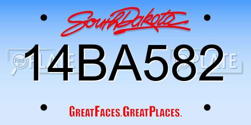 14BA582 South Dakota License Plate