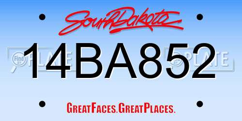 14BA852 South Dakota License Plate