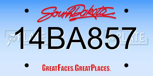 14BA857 South Dakota License Plate