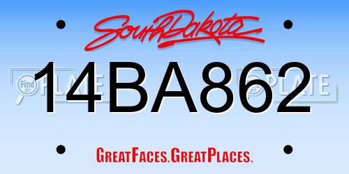 14BA862 South Dakota License Plate