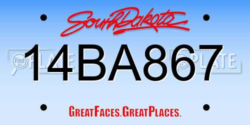 14BA867 South Dakota License Plate