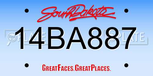 14BA887 South Dakota License Plate