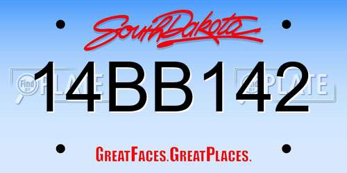 14BB142 South Dakota License Plate