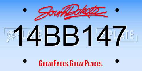 14BB147 South Dakota License Plate