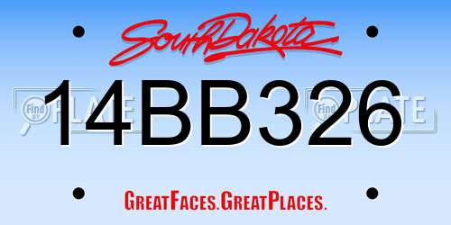 14BB326 South Dakota License Plate