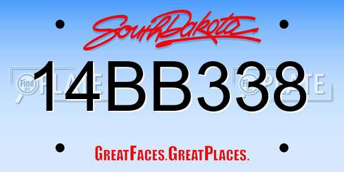 14BB338 South Dakota License Plate
