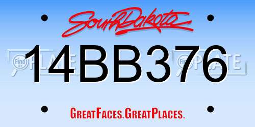 14BB376 South Dakota License Plate