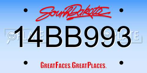 14BB993 South Dakota License Plate