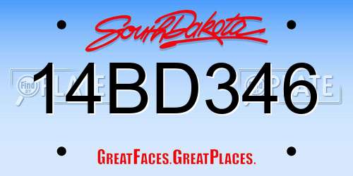 14BD346 South Dakota License Plate