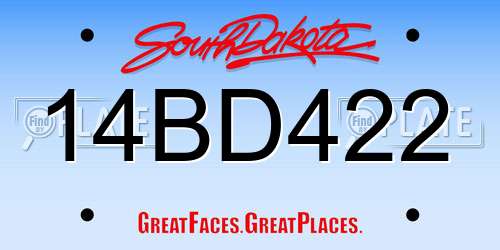 14BD422 South Dakota License Plate