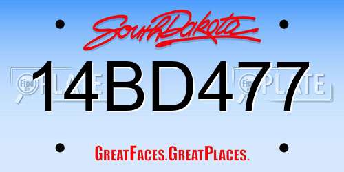 14BD477 South Dakota License Plate