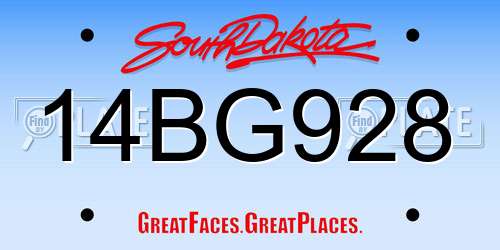 14BG928 South Dakota License Plate