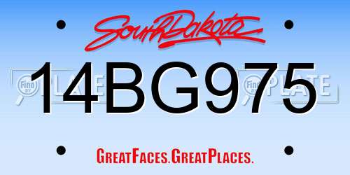 14BG975 South Dakota License Plate