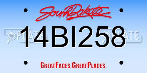 14BI258 South Dakota License Plate