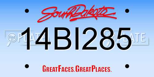 14BI285 South Dakota License Plate