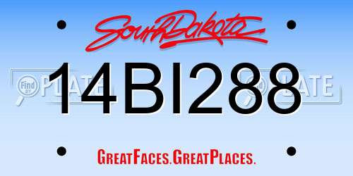 14BI288 South Dakota License Plate