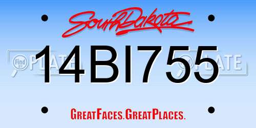 14BI755 South Dakota License Plate