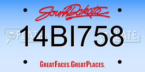 14BI758 South Dakota License Plate