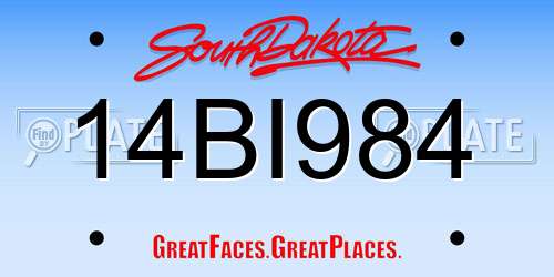 14BI984 South Dakota License Plate