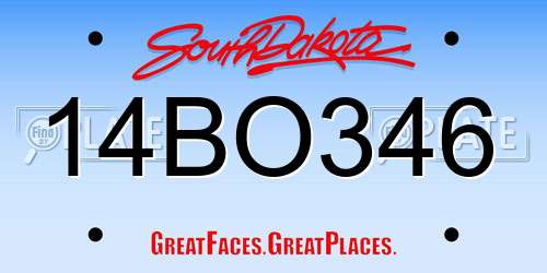 14BO346 South Dakota License Plate