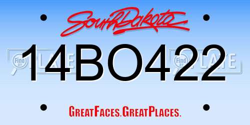 14BO422 South Dakota License Plate