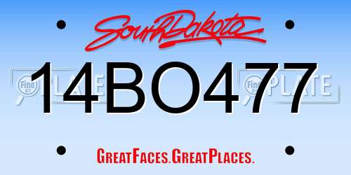 14BO477 South Dakota License Plate